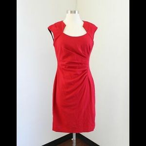 Calvin Klein Red Ruched Stretch Sheath